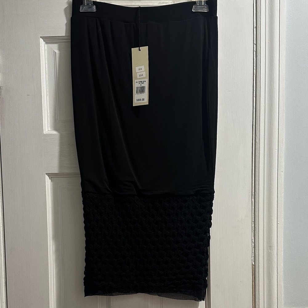 Black Textured Hem Pencil Skirt - Unbranded